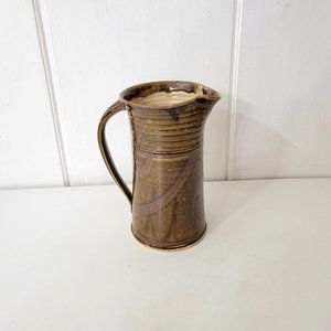 Large Studio Pottery Brown Glazed Pitcher